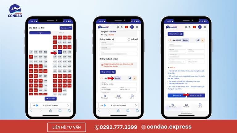 Đặt vé tàu đi Côn Đảo qua điện thoại bước 3