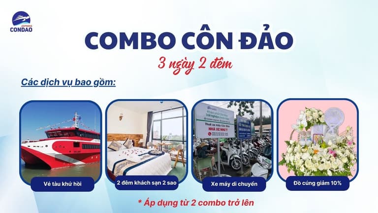 Dịch vụ bao gồm trong combo Côn Đảo 3 ngày 2 đêm
