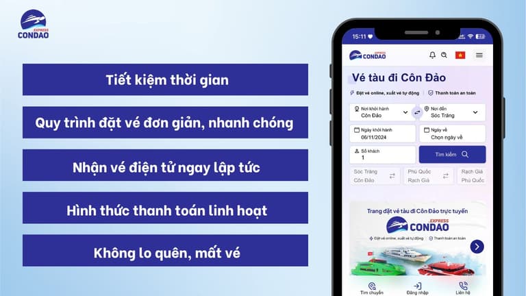 Một số lợi ích khi đặt vé tàu online tại Côn Đảo Express