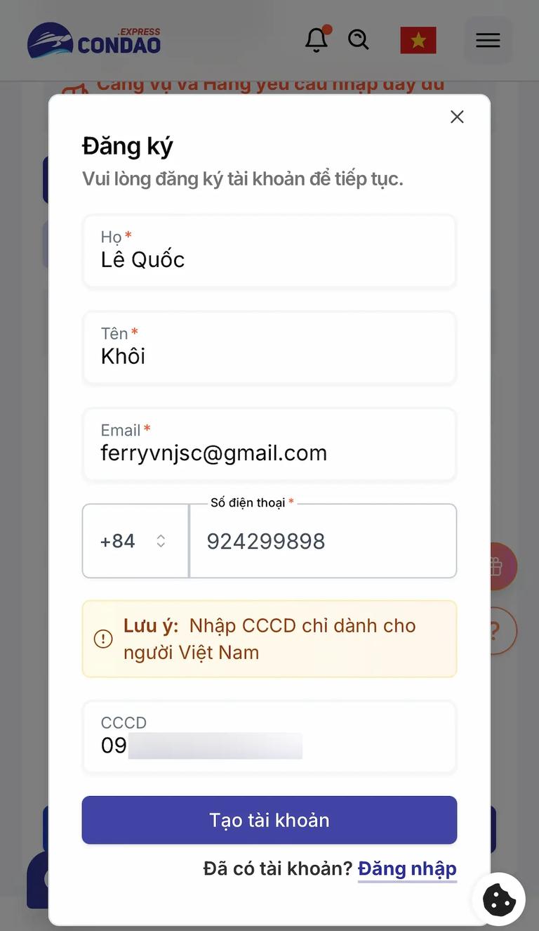 Phần đăng ký