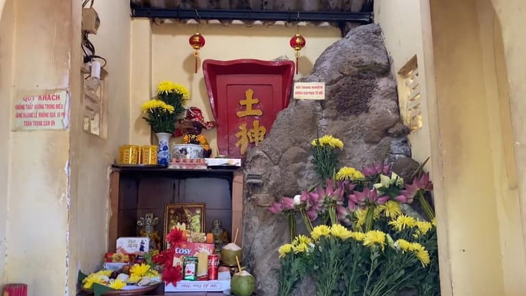 Tổ mối rất to bên trong miếu thần tài Côn Đảo