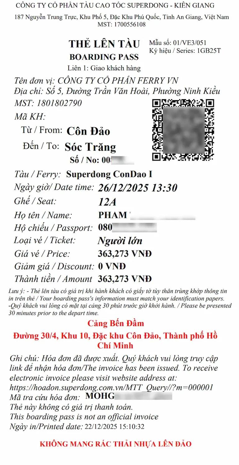 Vé tàu Côn Đảo Sóc Trăng