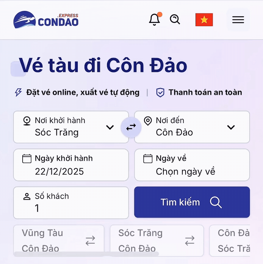 Tính năng Chọn tuyến nhanh