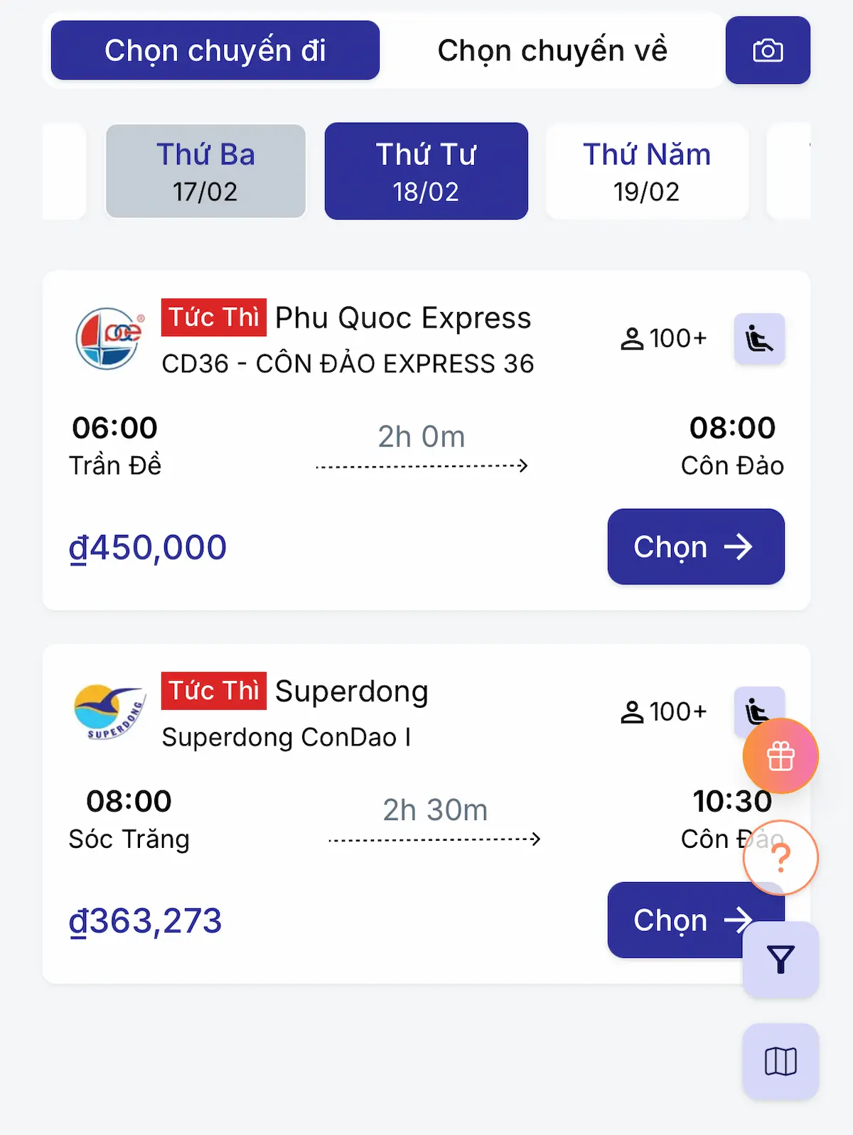 Chọn chuyến đi phù hợp