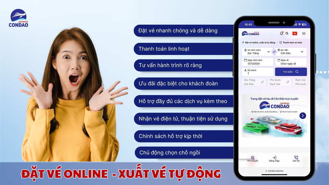 Condao.express - Đặt vé online xuất vé tự động