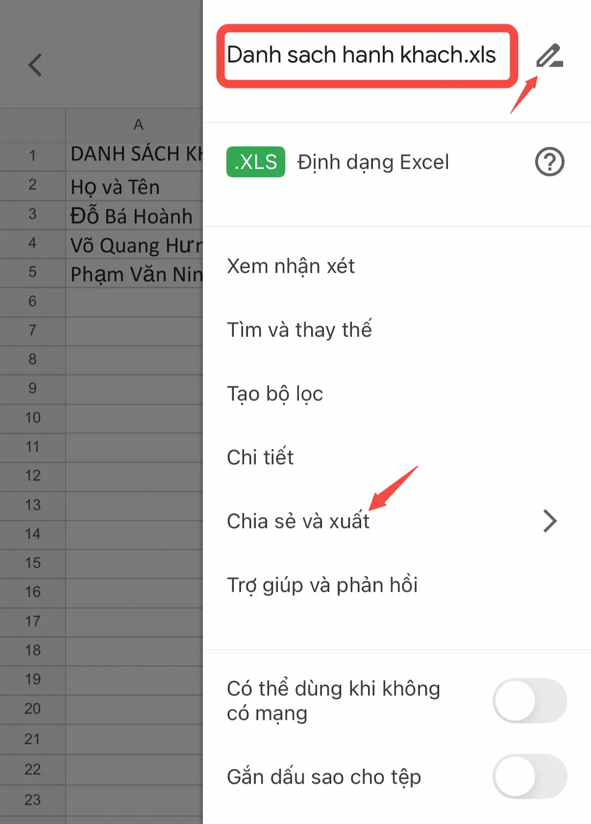 Đặt tên file Excel