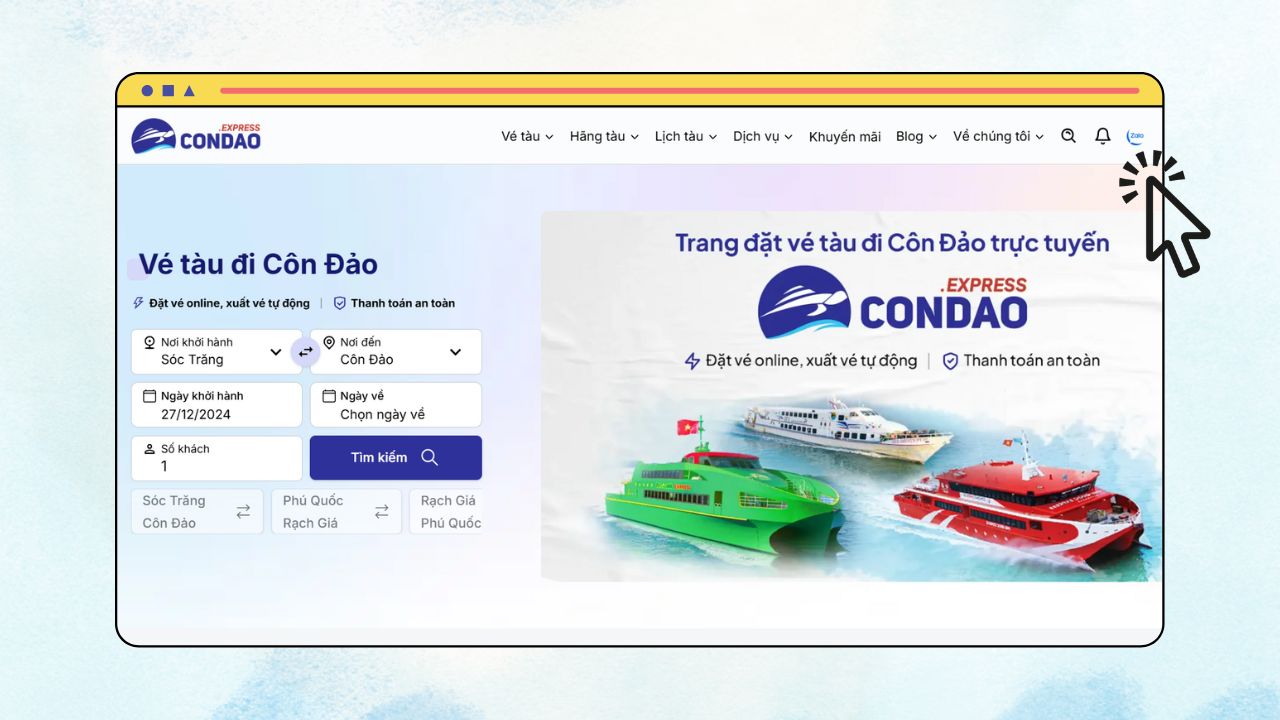 Đặt vé dễ dàng tại Condao.express