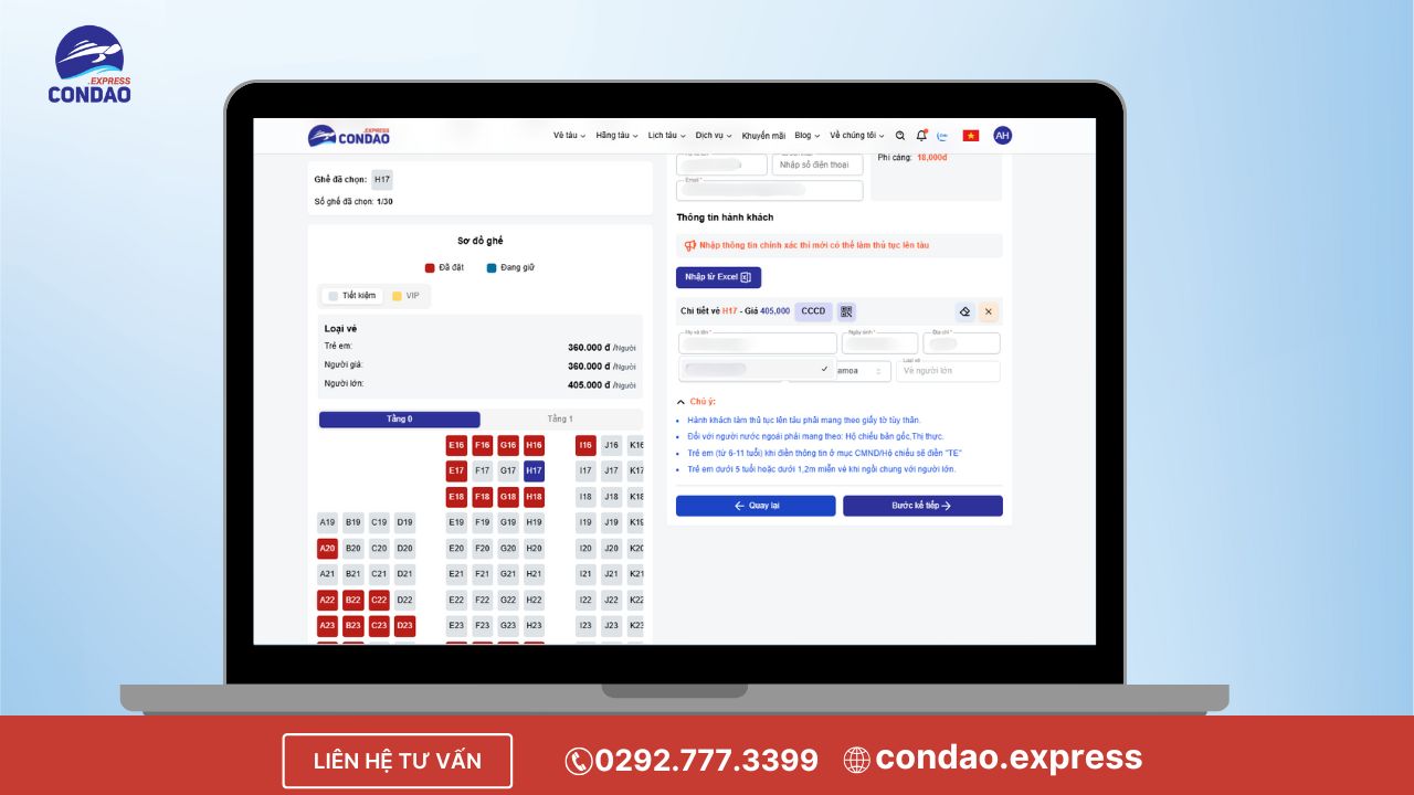 Đặt vé tàu đi Côn Đảo qua máy tính bước 3