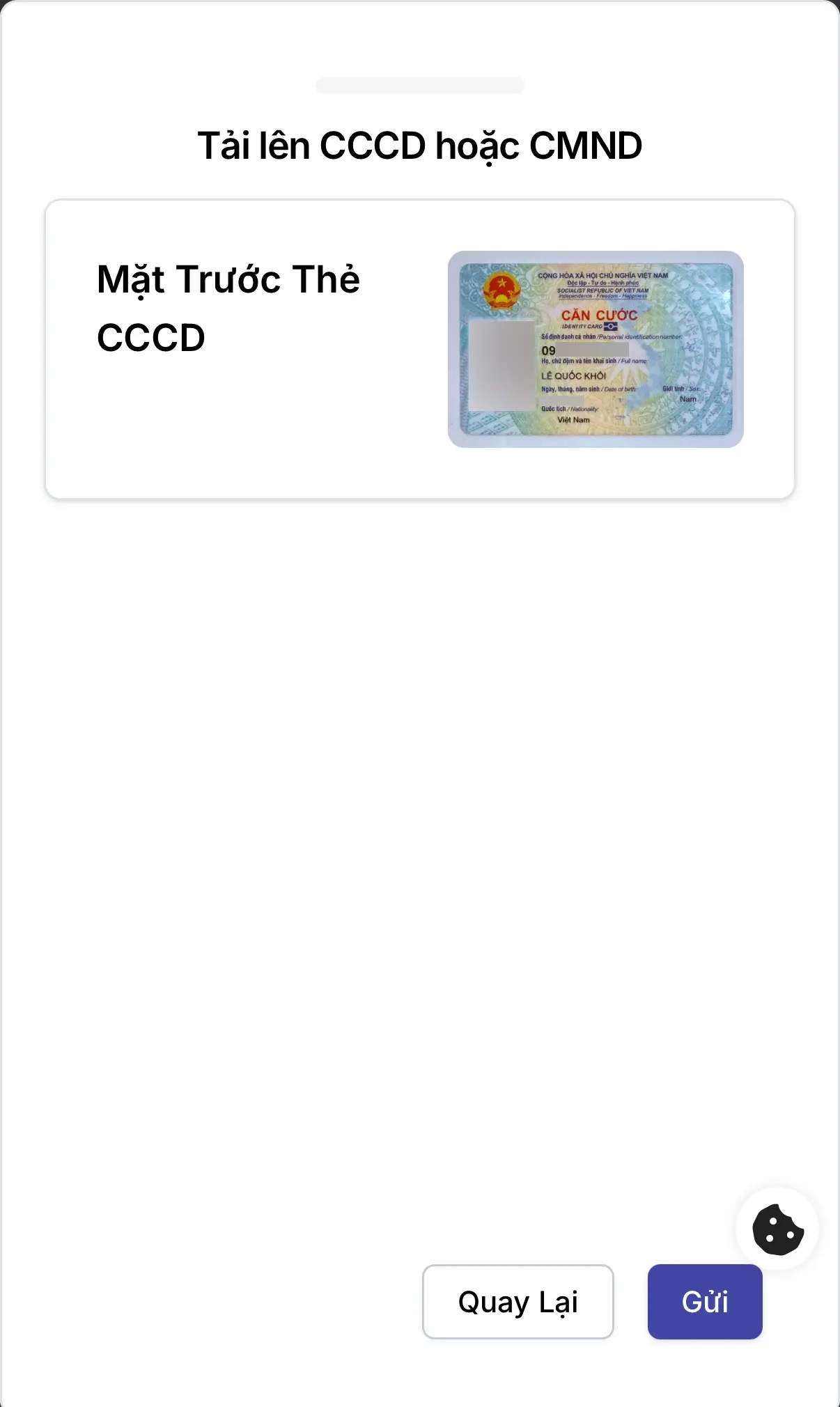 Hoàn thành tải lên file CCCD