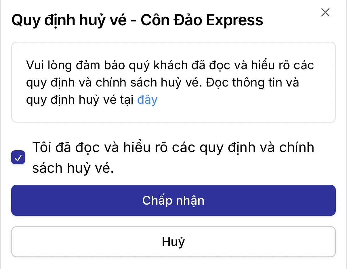 Quy định huỷ vé