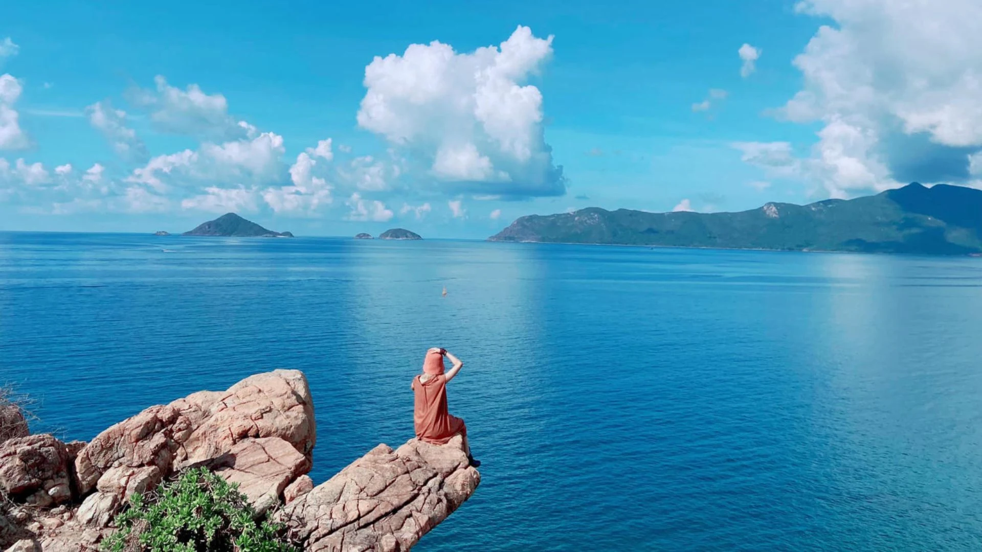 Cảnh biển hùng vĩ và dừa nghiêng soi bóng nước tại Mũi Chân Chim, Côn Đảo