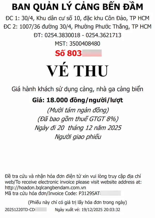 Phí cảng bến Đầm