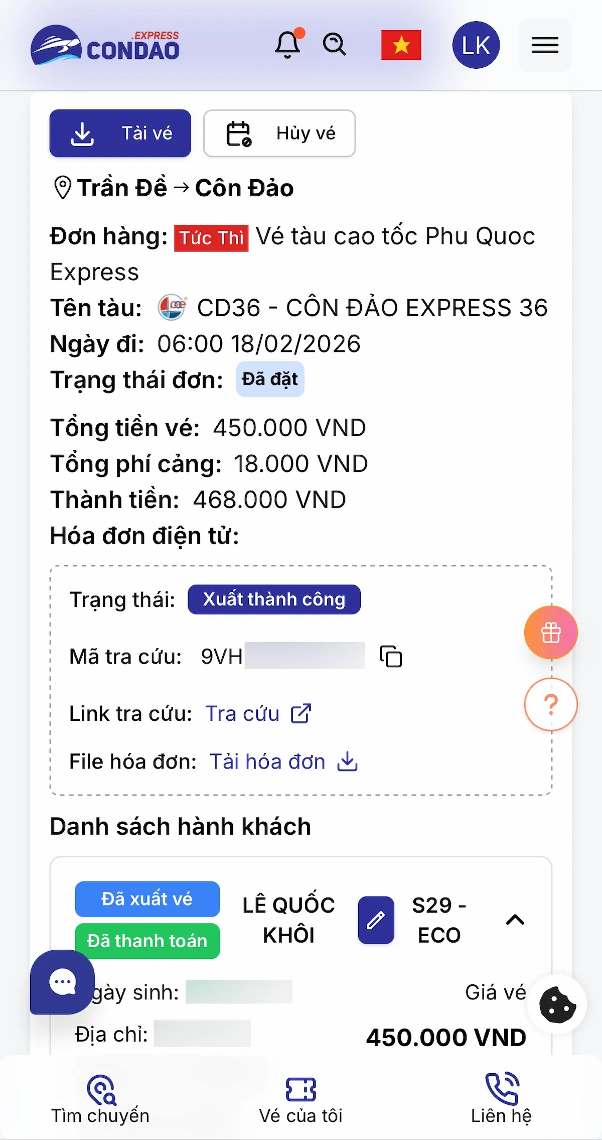 Trang chi tiết đơn hàng 2