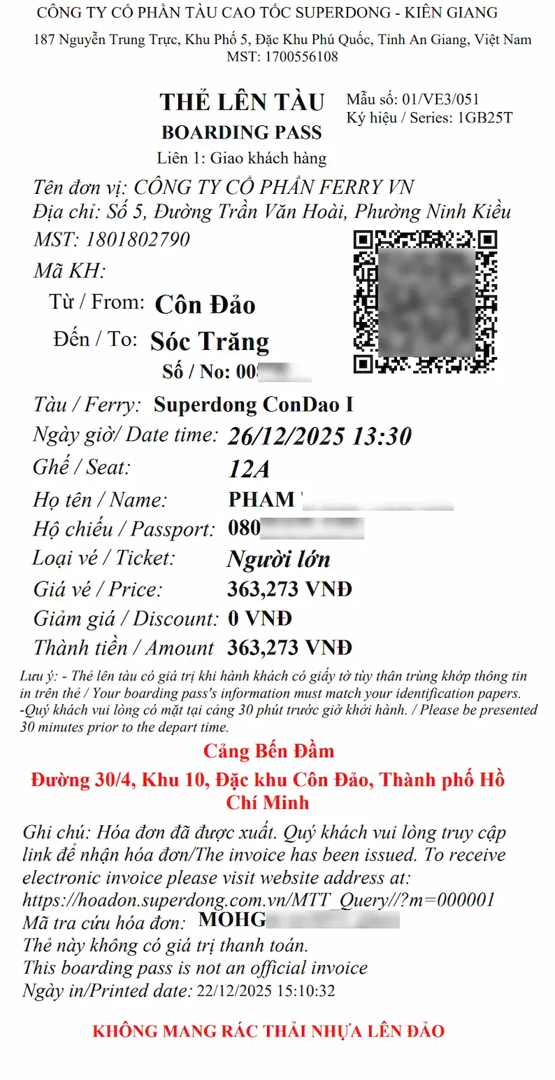 Vé tàu Côn Đảo Sóc Trăng